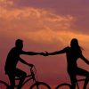 Couple On Bikes Silhouette paint by numbers