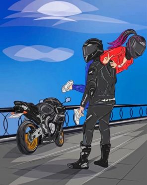 Motorcycle Couple In Love Paint By Numbers