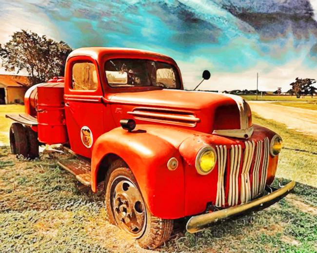 Old Red Tractor Paint By Number - NumPaints - Paint by numbers