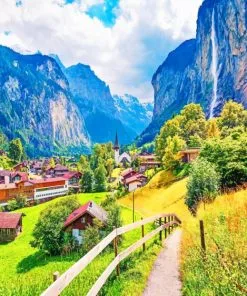 Staubbach Waterfall Switzerland Paint By Numbers