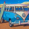 Volkswagen Bus With Surfboard paint by numbers