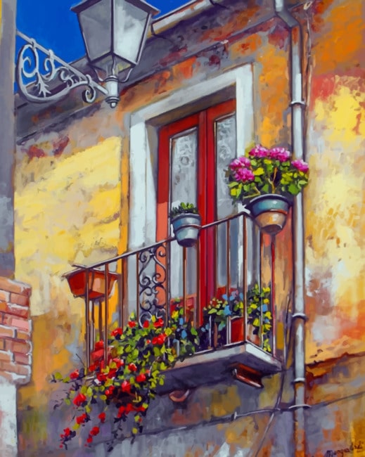 Flowers In Balcony Paint By Numbers