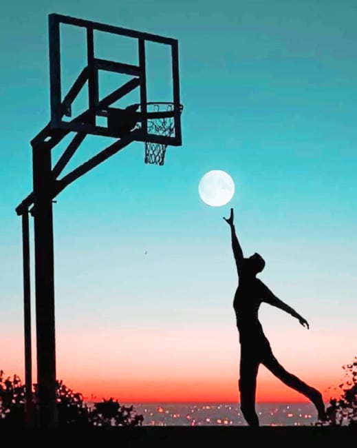 Basketball Moon Silhouette Paint By Numbers