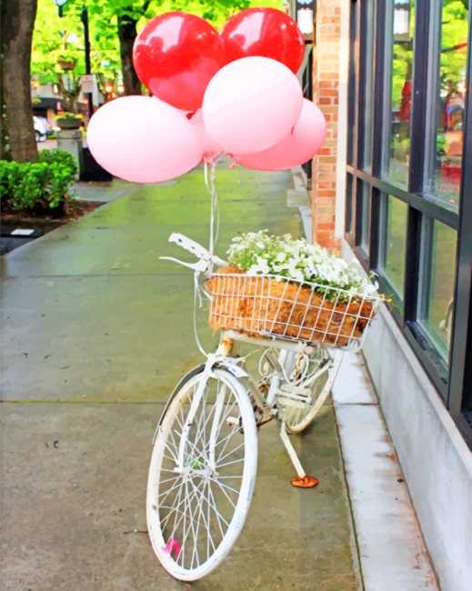 Bike With Flowers And Balloons paint by numbers