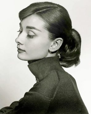 Black And White Audrey Hepburn Portrait paint by numbers