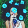 Blue Flowers On Girl Photography paint by numbers