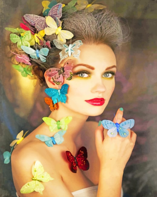 Butterflies Girl paint by numbers