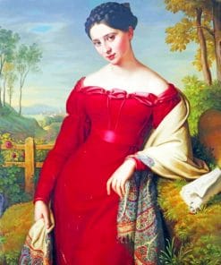 Portrait of a Young Lady in a Red Dress Paint By Numbers