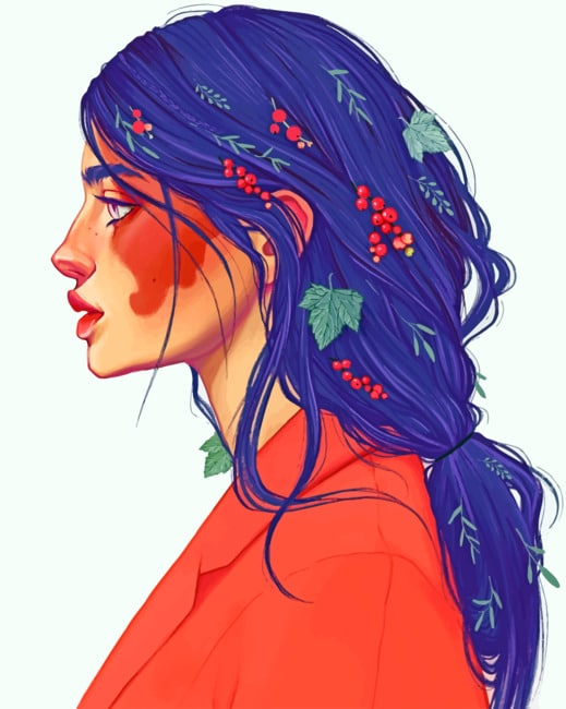 Floral Hair Art paint by numbers