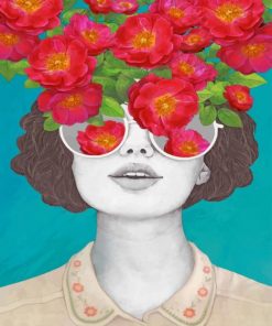 Girl In Floral Glasses paint By Numbers