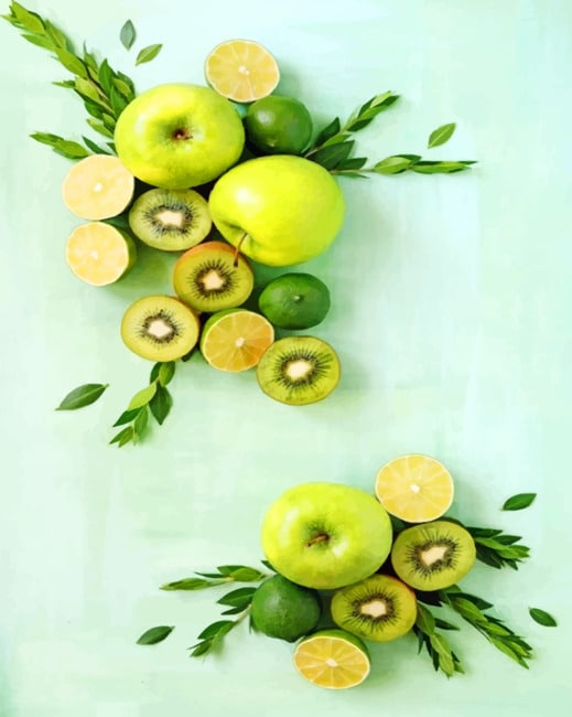 Green Fruits paint by numbers