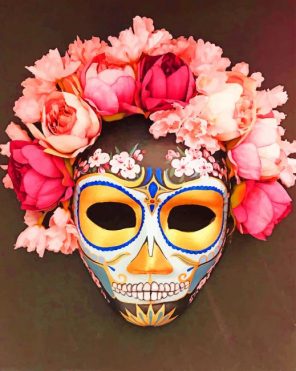 Floral Catrina Mask Paint By Numbers