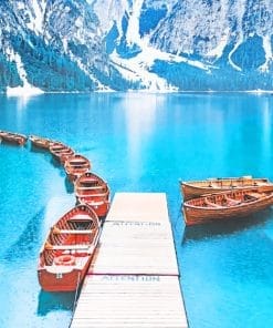 Boats At Lake Braies Paint By Numbers