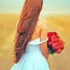 Girl Holding Roses Bouquet Paint By Numbers