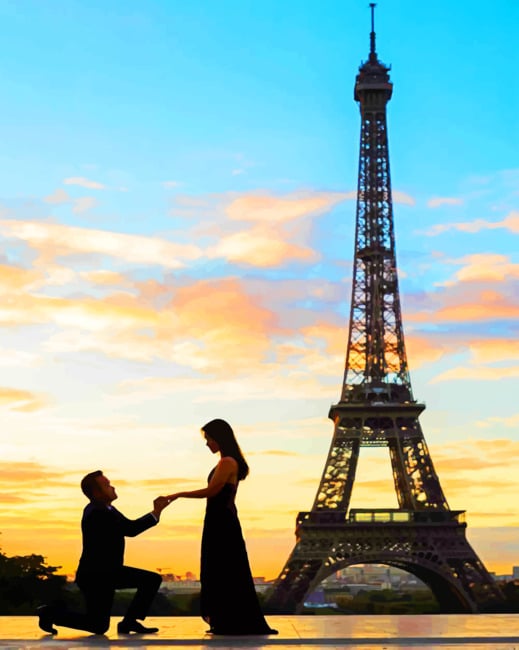 Marriage Proposal In Paris Silhouette paint by numbers