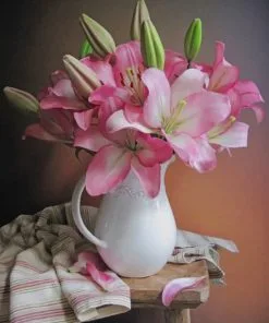 Pink Lilies Vase Paint By Numbers