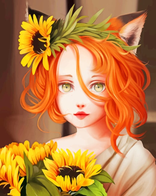 Sunflowers Girl Paint By Numbers
