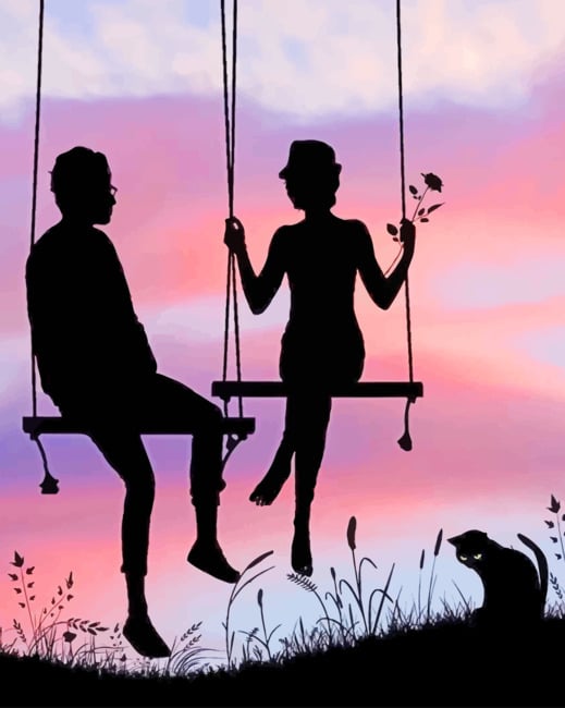 Swinging Couple Silhouette paint by numbers