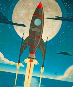 A Rocket Heading Towards the Moon Paint by numbers