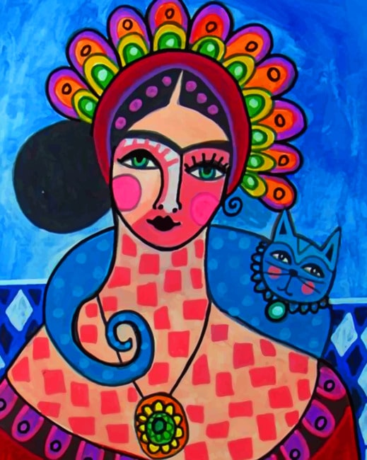 Cat And Frida Folk Art Paint By Numbers