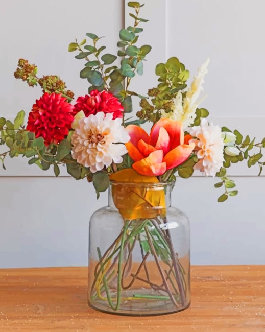 Flowers In Glass Vase Paint By Numbers