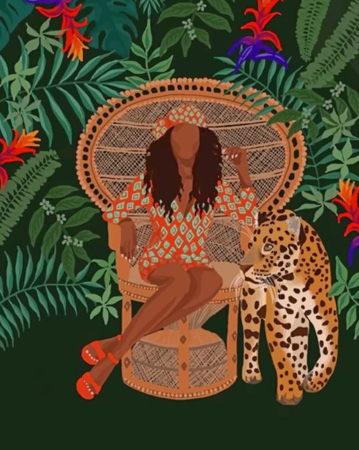 African Girl And Leopard Paint By Numbers