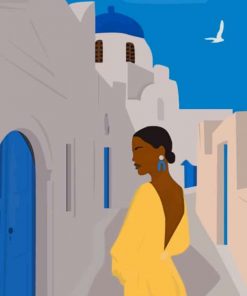 African Woman In Santorini GreecePaint by numbers