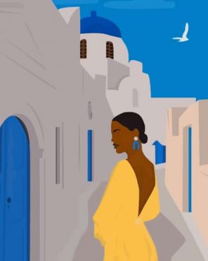 African Woman In Santorini Paint By Numbers
