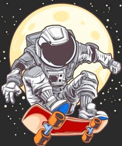 Astronaut On Skateboard Paint By Numbers
