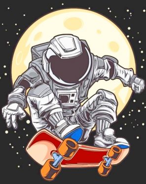 Astronaut Skateboard paint by numbers