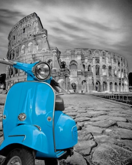 Blue Vespa Paint By Numbers