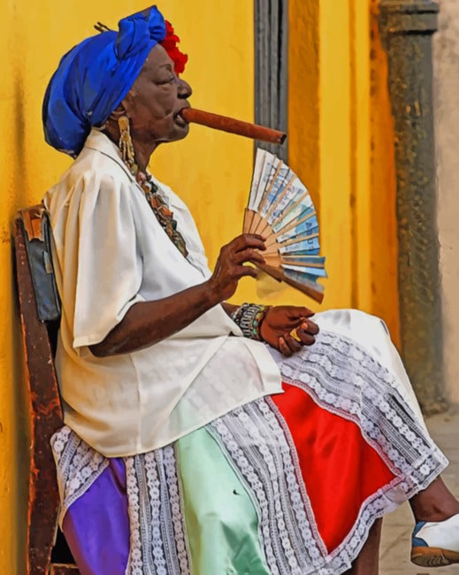 Cuban Woman Smoking Paint By Numbers