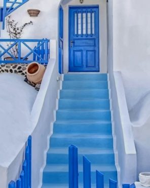 Blue And White House Paint By Numbers