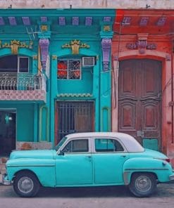 Blue Vintage Car Paint By Numbers