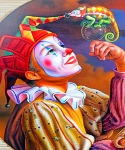 Clown With A Colorful Lizard paint by numbers