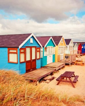Colorful Beach Huts Paint By Numbers