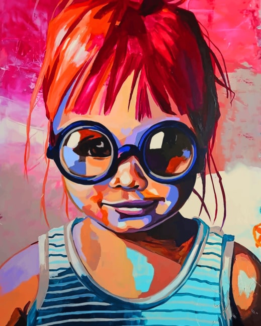 Little Girl Wearing Glasses Paint By Numbers