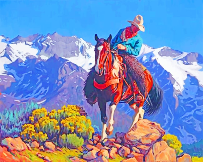 Western Cowboy On Horse Paint By Numbers