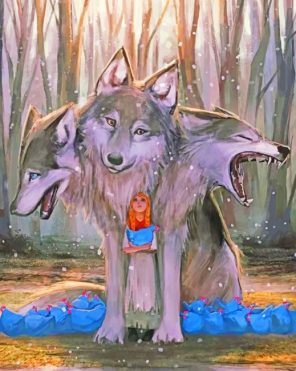 Girl And Wolves Paint By Numbers