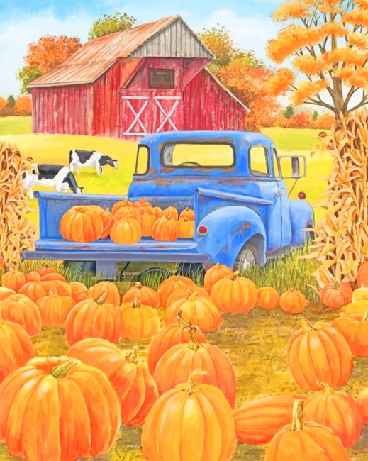 Fall Season Farm paint by numbers
