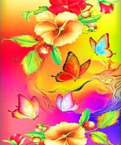 Flowers And Butterflies Paint By Numbers