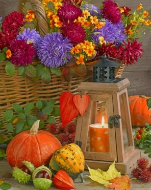 Flowers And Pumpkin paint by numbers