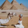 Girl And Camel In Egypt The Great Pyramid Of Giza Egypt paint by numbers