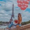Girl Holding Balloons In Paris Paint By Numbers