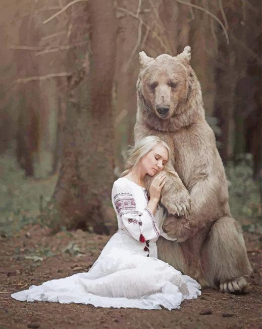 Girl With Bear Photography paint by numbers