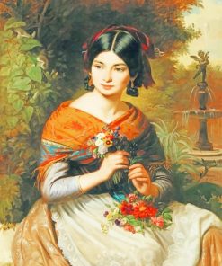 Girl With Flowers Josef Borsos Paint by numbers