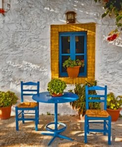 Greek Vintage Coffee Shop paint by numbers