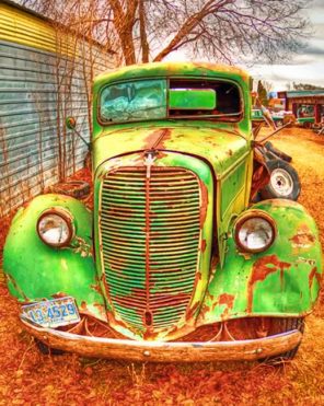 Old Green Truck Paint By Numbers