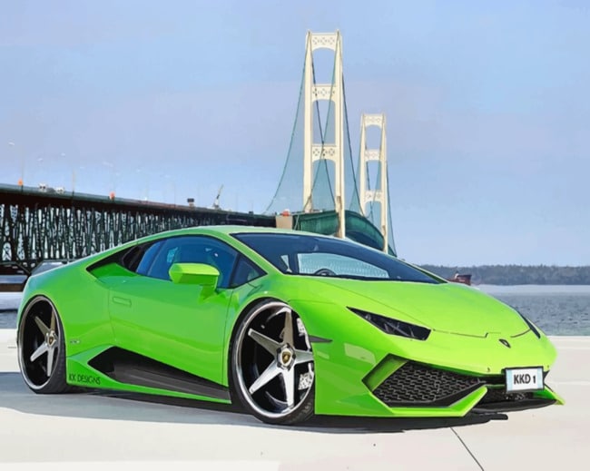 Fancy Green Lamborghini - NEW Paint By Numbers - Numeral Paint
