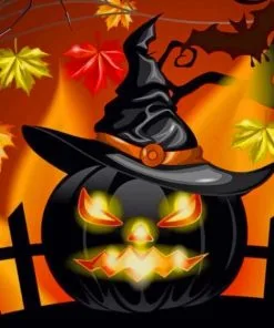 Black Halloween Pumpkin paint by numbers